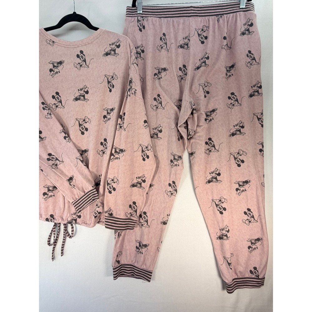 Disney Mickey Minnie Mouse Pajama Set Pink Lounge Joggers Top Womens L XL - Picture 7 of 15